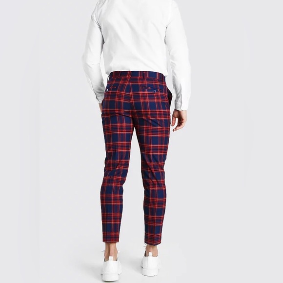 Super Skinny Cropped Plaid Smart Pants - Picture 3 of 4